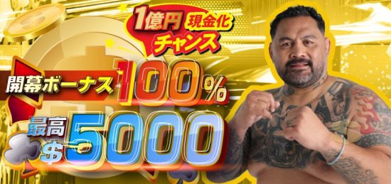 初回入金100％ボーナス（最大5,000ドル）