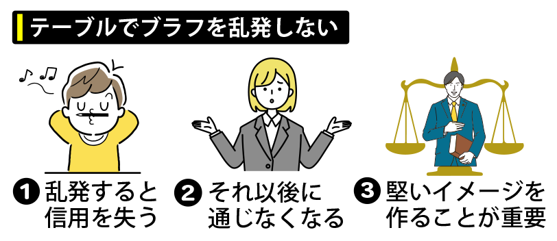 テーブルでブラフを乱発しない